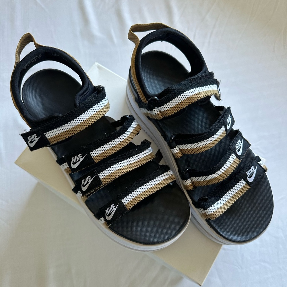 Nike Black and Tan Sandals